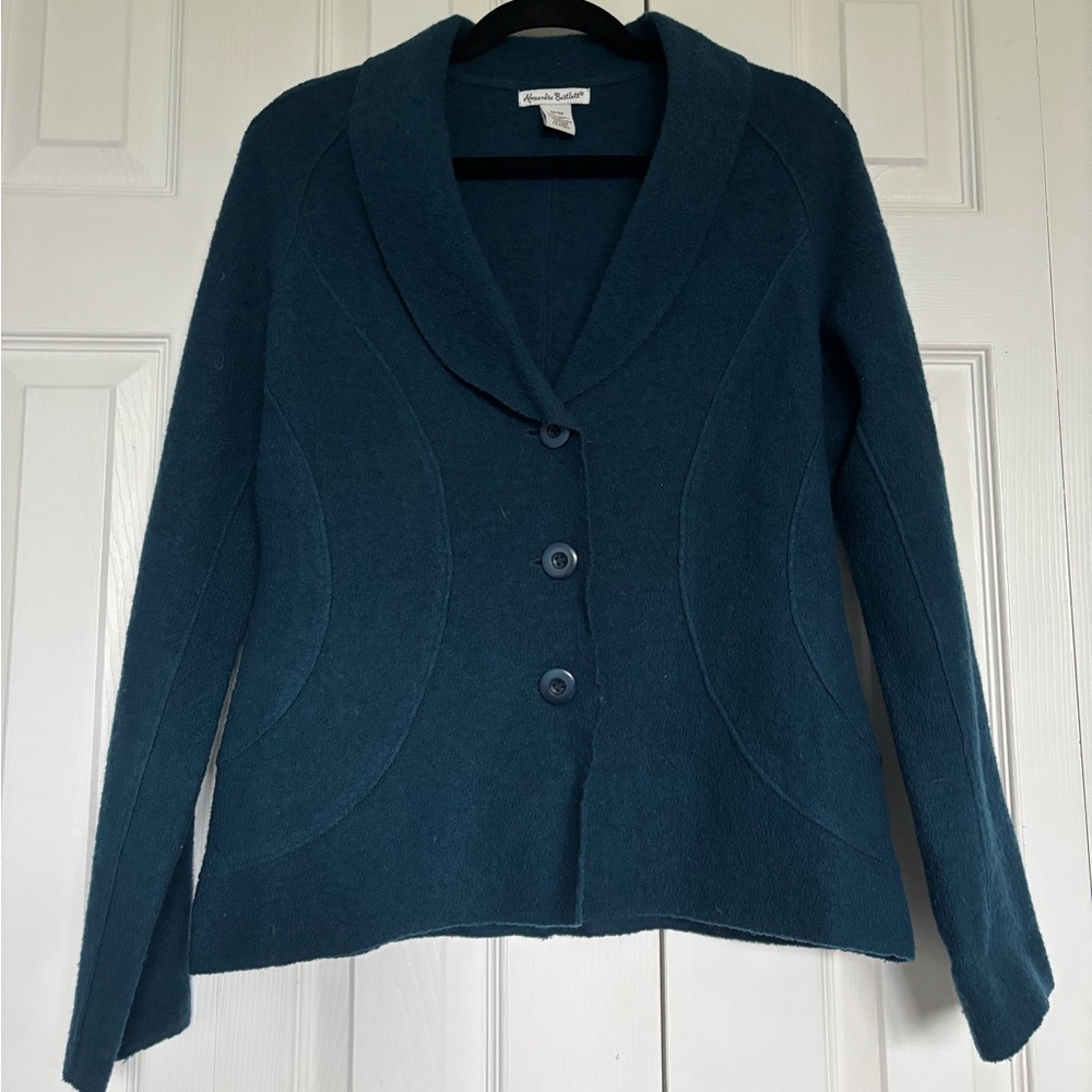 Alexandra Bartlett Teal Wool Cardigan